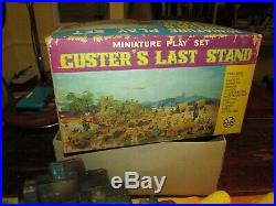 Marx PLAY SET MINI Custer's Last Stand 1960'S Indian Cavalry, BOX, 96 FIGURES +