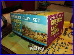 Marx PLAY SET MINI Custer's Last Stand 1960'S Indian Cavalry, BOX, 96 FIGURES +