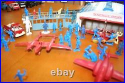 Marx Playset Figures, Plasticville Hanger and Non Working Train and Accessories
