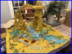 Marx Prehistoric Mountain Play Set Mat / 18 Cavemen / 27 Dinosaurs & 4 trees