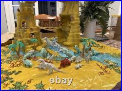 Marx Prehistoric Mountain Play Set Mat / 18 Cavemen / 27 Dinosaurs & 4 trees