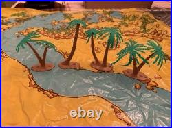 Marx Prehistoric Mountain Play Set Mat / 18 Cavemen / 27 Dinosaurs & 4 trees