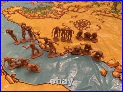 Marx Prehistoric Mountain Play Set Mat / 18 Cavemen / 27 Dinosaurs & 4 trees