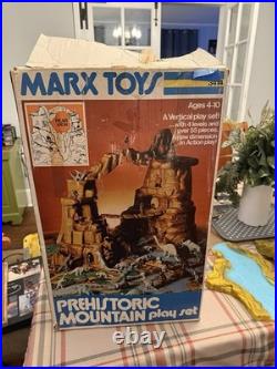 Marx Prehistoric Mountain Play Set Mat / 18 Cavemen / 27 Dinosaurs & 4 trees