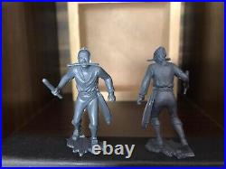 Marx Recast 60mm Pirates Play Set, 16 Figures- Grey Plastic