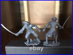 Marx Recast 60mm Pirates Play Set, 16 Figures- Grey Plastic