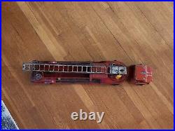 Marx Red Vintage 50s Tin Litho Emergency Fire Engine #9 Ladder Truck NICE