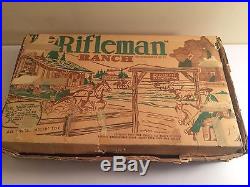 Marx Rifleman Ranch Playset Box Instructions Lucas Mark Cowboys Tin Building