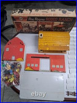 Marx Roy Rogers Rodeo Ranch Playset No. 3985 with Box, Figures & Fences 1950s