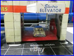 Marx Sears Allstate Happi-Time Service station with elevator Tin Toy + 6 ARCO cars
