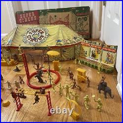 Marx Super Circus IN BOX 1950s Tin Litho Instructions Box People Animals Rare