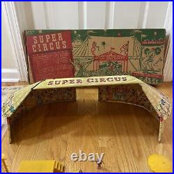 Marx Super Circus IN BOX 1950s Tin Litho Instructions Box People Animals Rare