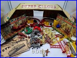 Marx Super Circus IN BOX 1950s Tin Litho with Instructions 42 People 27 Animals