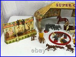 Marx Super Circus Vintage Playset with Sideshow Panels and accessories