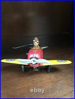 Marx Tin Windup Number #12 Red and Yellow Plane Toy