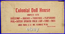 Marx Tin litho colonial doll house1964 # 4063/48-24200 boxed newith used oop