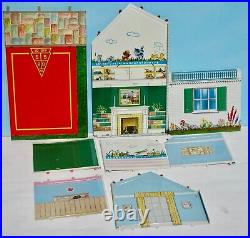 Marx Tin litho colonial doll house1964 # 4063/48-24200 boxed newith used oop