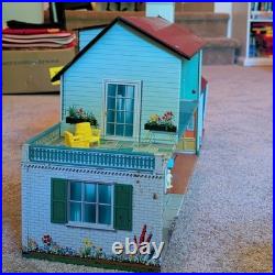Marx Tin round window Colonial Dollhouse with Princeton rumpus room