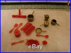 Marx Toys 1950's Modern Kitchen Set In The Box & Utensils Nice Graphics 27 X 12