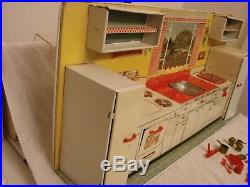 Marx Toys 1950's Modern Kitchen Set In The Box & Utensils Nice Graphics 27 X 12