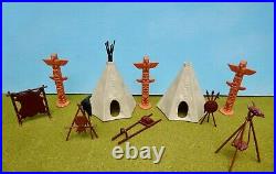 Marx Toys 50mm 11 Indians of the west + 11 Accessories used oop