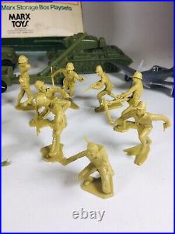 Marx Toys Battleground 2255 Soldiers 50 Piece Storage Box Playset 54mm soldiers