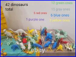 Marx Toys WITH BOX Prehistoric Mountain Play Set #3414 Dinosaurs Cavemen Trees
