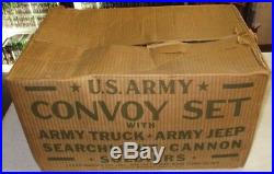 Marx Us Army Convoy With Tuck Jeep Seachlight Cannon & 60mm Figures Boxed Rare