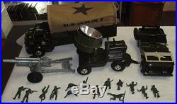 Marx Us Army Convoy With Tuck Jeep Seachlight Cannon & 60mm Figures Boxed Rare