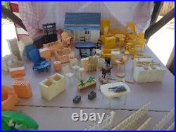 Marx Vintage Dollhouse Plastic Furniture/ Picket Fence 1960s