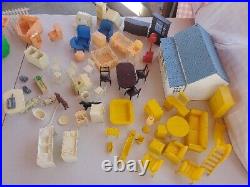 Marx Vintage Dollhouse Plastic Furniture/ Picket Fence 1960s