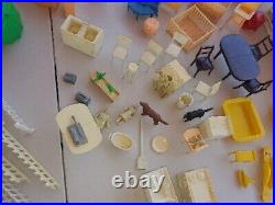 Marx Vintage Dollhouse Plastic Furniture/ Picket Fence 1960s