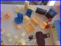 Marx Vintage Dollhouse Plastic Furniture/ Picket Fence 1960s