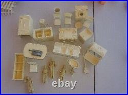 Marx Vintage Dollhouse Plastic Furniture/ Picket Fence 1960s