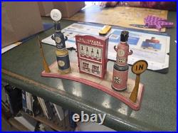 Marx Vintage Tin Gas Station Play Set Oil Grease Antifreeze Motor IN OUT Signs