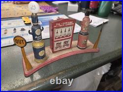 Marx Vintage Tin Gas Station Play Set Oil Grease Antifreeze Motor IN OUT Signs