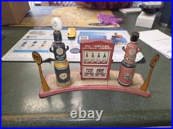 Marx Vintage Tin Gas Station Play Set Oil Grease Antifreeze Motor IN OUT Signs