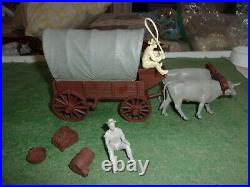 Marx Wagon Train Playset Vintage Playset 4805 Ox Wagon With Wagon Driver