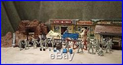 Marx Western Mining Town Vintage 1960 Set Wells Fargo Rifleman Cabin Wagon