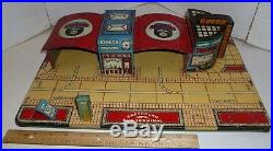 Marx tin litho Greyhound Bus station vintage art deco design early playset