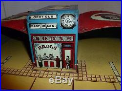 Marx tin litho Greyhound Bus station vintage art deco design early playset