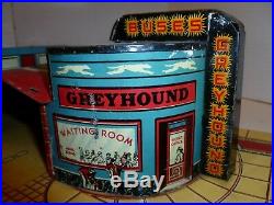 Marx tin litho Greyhound Bus station vintage art deco design early playset