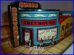 Marx tin litho Greyhound Bus station vintage art deco design early playset