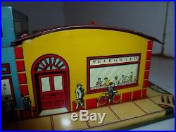 Marx tin litho Greyhound Bus station vintage art deco design early playset