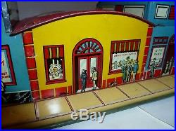 Marx tin litho Greyhound Bus station vintage art deco design early playset