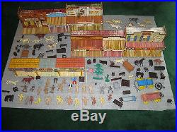 Marx western playset lot Roy Roger Mineral City, Wells Fargo, 3 buildings & more
