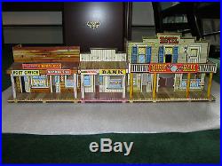 Marx western playset lot Roy Roger Mineral City, Wells Fargo, 3 buildings & more