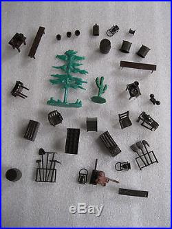Marx western playset lot Roy Roger Mineral City, Wells Fargo, 3 buildings & more