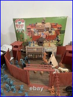 Massive Vintage MARX Fort Apache Playsets Figures Parts Lot Check Pics W Box