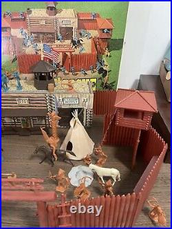 Massive Vintage MARX Fort Apache Playsets Figures Parts Lot Check Pics W Box